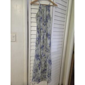 Stephanie Wolfe Gray/Purple Floral Chiffon Halter Strappy Maxi Dress 12